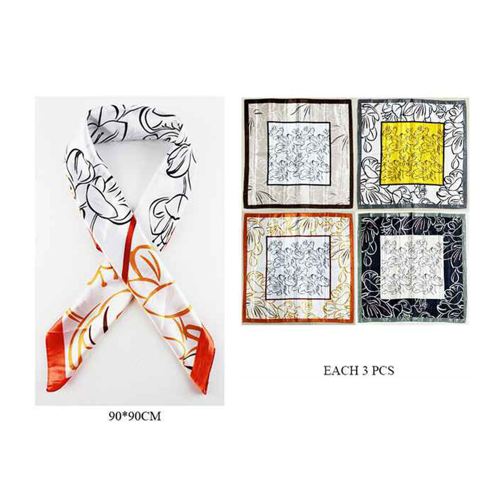 12-Piece Floral Square Scarves