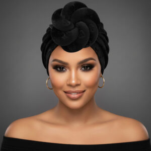 Sculpted Floral Knot Accent Turban Hair Wrap