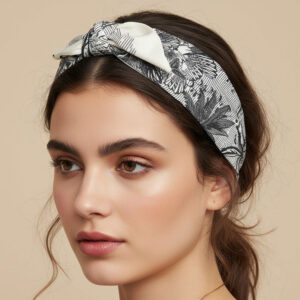 Wide Abstract Floral Butterfly Printed Knot Headband