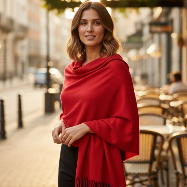 Solid Cashmere Blend Soft Wrap Shawl Scarf in red - Modern Day Hippy Sacred Practical collection