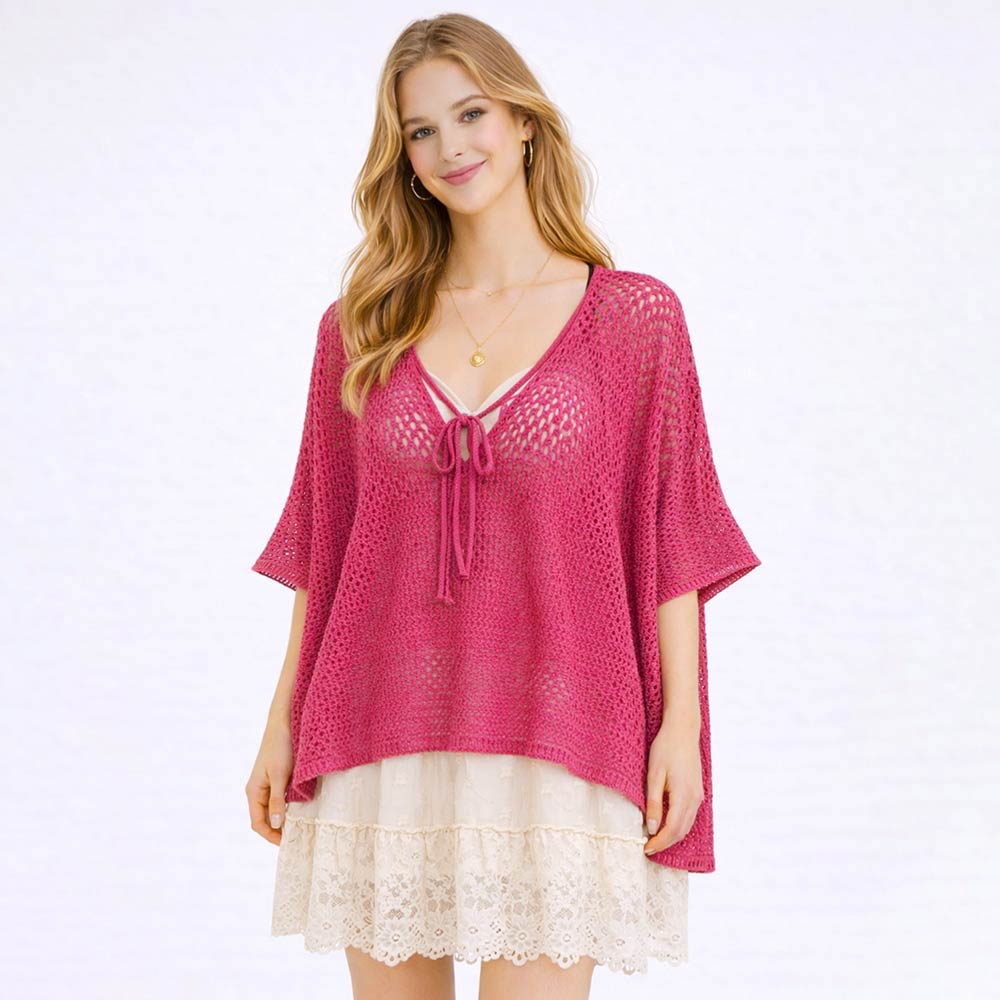 Crochet Cover Up Top (Pink)