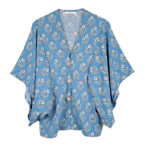 Floral Print Button Down Kimono Poncho