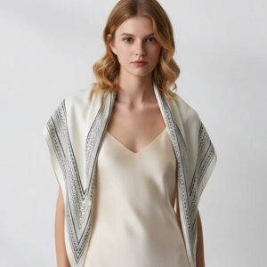 Elegant Lightweight Silk Shawl Scarf (Ivory)