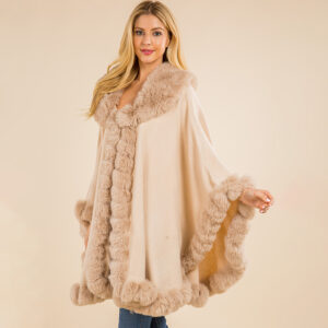 Faux Fur Shawl Cape Poncho