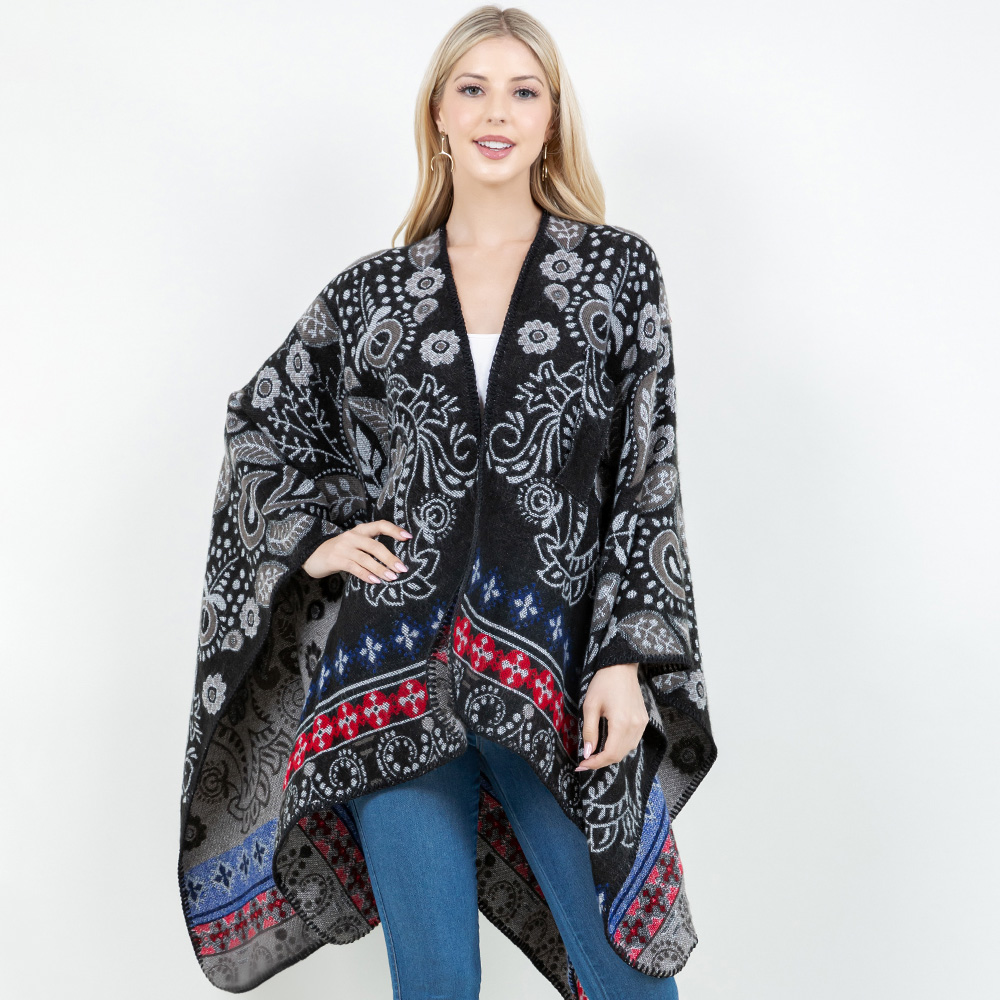 Boho Paisley Kimono Poncho - Image 5