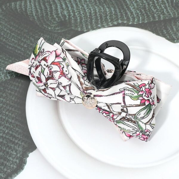 Floral Bow Hair Claw Clips