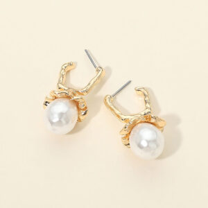 Pearl Drop Hoop Earrings