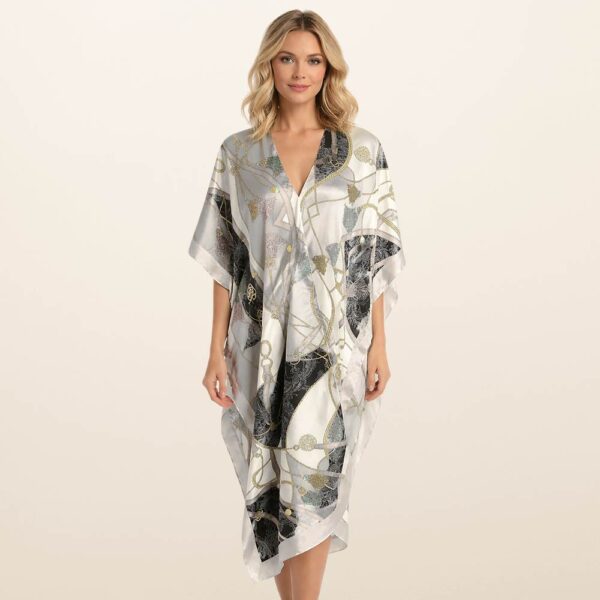 Abstract Satin Kimono Cover-Up