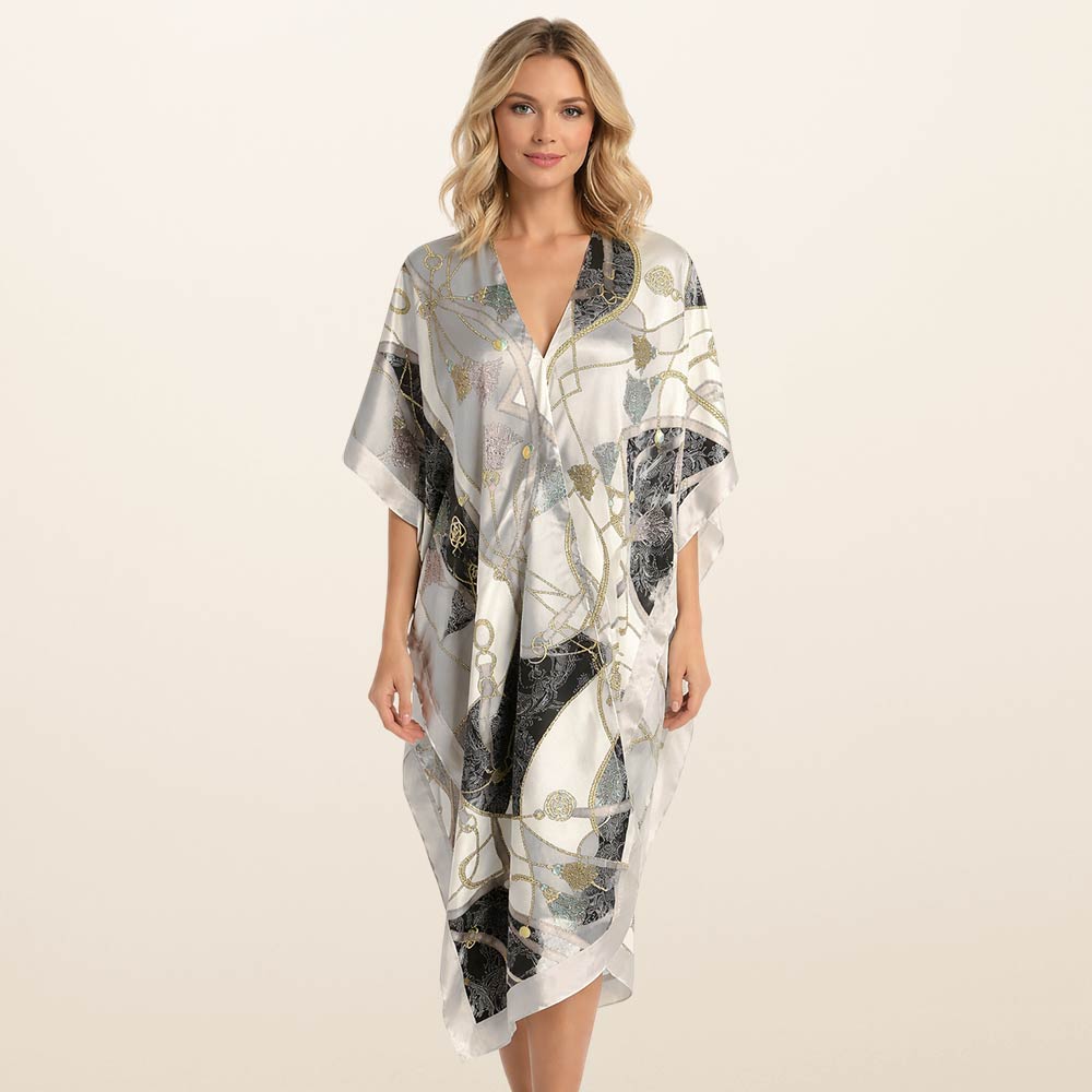Abstract Satin Kimono Cover-Up