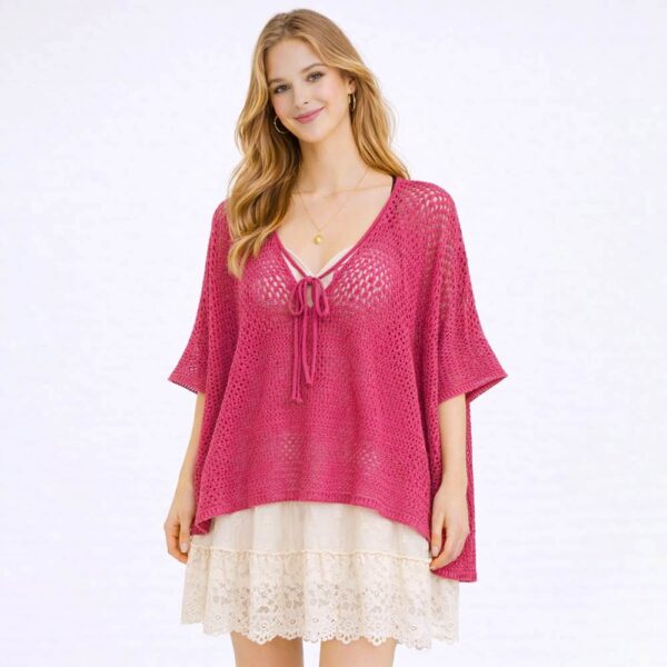 Crochet Cover-Up Top (Pink)