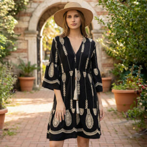 Embroidered Bell Sleeve Dress
