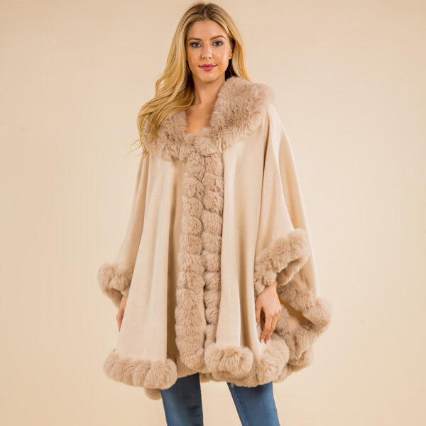 Faux Fur Shawl Cape Poncho