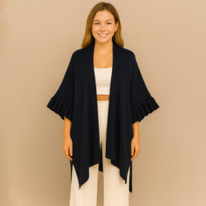 Knit Ruffle Sleeve Kimono Poncho